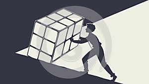 Team Pushing Cube, Collaborative Problem Solving, vector design Generative AI