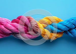 Team rope diverse strength connect partnership together teamwork unity communicate support