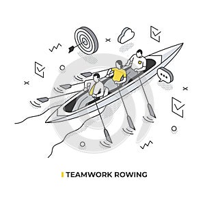 Team Rowing Isometric Illustration