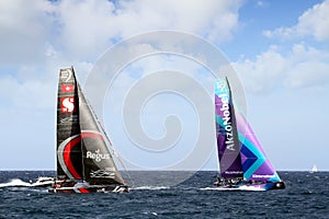 Team Scallywag and Akzonobel in race after leave the port of Alicante.