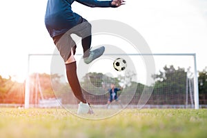 Team soccer footballer get the ball to free kick or penalty kick