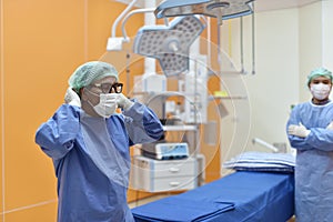 Team surgeon at work in operating room