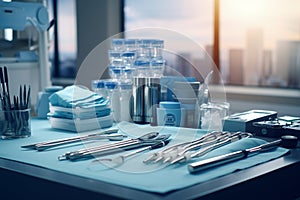 Team surgeon at work in operating room. Group of surgeons in operating room with surgery equipment