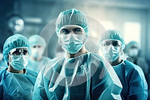 Team surgeon at work in operating room. Group of surgeons in operating theater, Medical doctor ER team, surgeon and anesthetist on