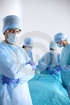 A team of surgeons at work in the operating room