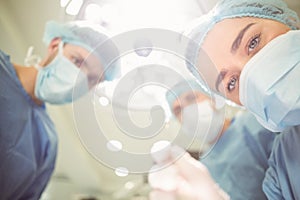 Team of surgeons working together