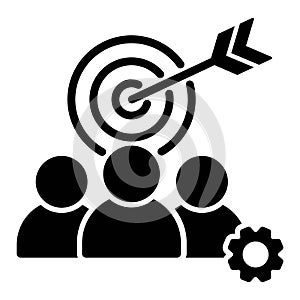 Team target glyph icon. business goal vector, team goal illustration