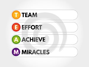 TEAM - Team Effort Achieve Miracles acronym, business concept background