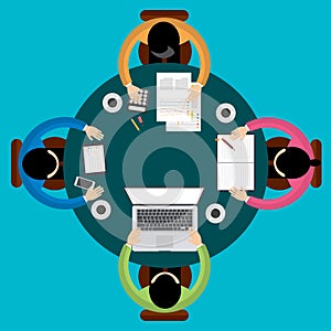 Team Teamwork Business Meeting Concept, Flat style, Infographics Business, vector