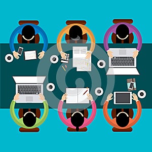 Team Teamwork Business Meeting Concept, Flat style, Infographics Business, vector