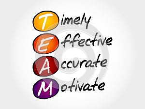 TEAM - Timely, Effective, Accurate, Motivate