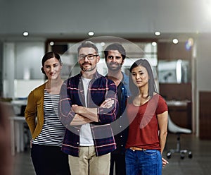 They are the team to beat. Portrait of group of businesspeople standing together.