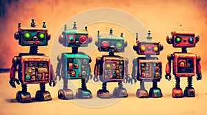 Team of toy vintage robots Generated Image