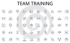 Team training line icons collection. Creativity, Imagination, Innovation, Brainstorm, Resourcefulness, Ingenuity photo
