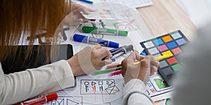 team of UI UX web designer are working together to develop mobile responsive websites with UI UX front end designer