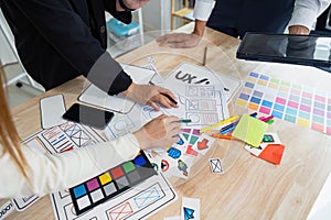 team of UI UX web designer are working together to develop mobile responsive websites with UI UX front end designer