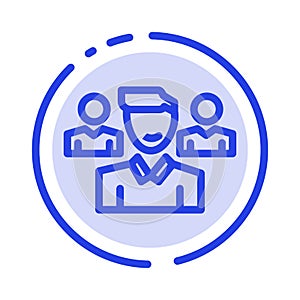 Team, User, Manager, Squad Blue Dotted Line Line Icon