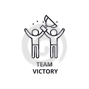 Team victory thin line icon, sign, symbol, illustation, linear concept, vector