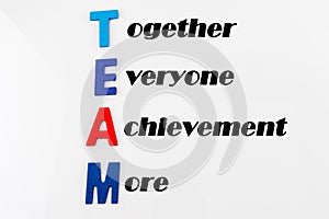 TEAM word written on white background