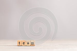 Team words on table
