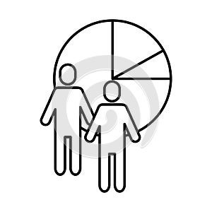 Team work avatars with statistics pie