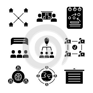 Team work black icon set on white background