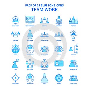 Team Work Blue Tone Icon Pack - 25 Icon Sets