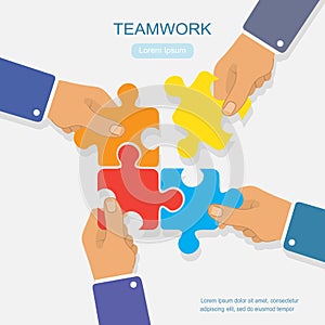 Team work business illustration concept, business hands connect