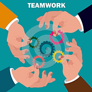 Team work concept, flat design, vector illustration