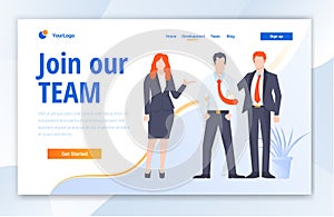 Team Work Creative Center website template design. Vector illustration concept of web page design for website