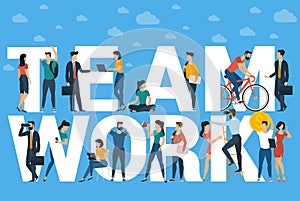 Team work flat design template