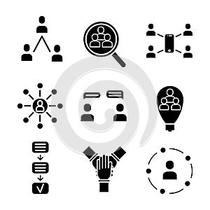 Team work icon black set on white background