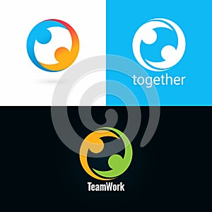 Team work logo design icon set background