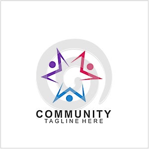 Team Work Logo Design. Social Network Family Friends icon