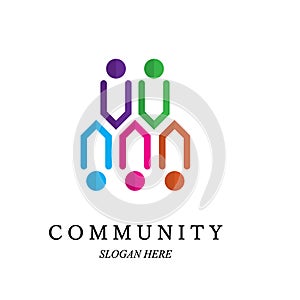 Team work logo template. Concept of community friendship, unity. Vector illustration