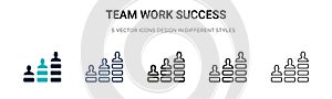 Team work success icon in filled, thin line, outline and stroke style. Vector illustration of two colored and black team work