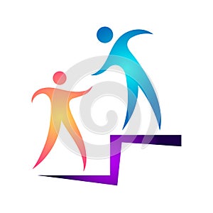 Team work for success logo icon.