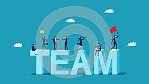 Team work. Successful businessmen work together. business concept