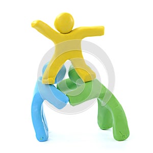 Team work three colorful