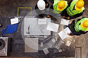 Team of workers at factory