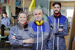 team workers looking at camera