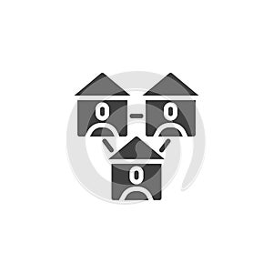 Team working from home vector icon