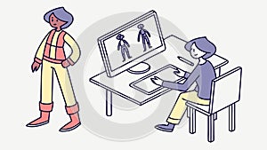 Team Working on Project, Collaborative Space, vector design Generative AI