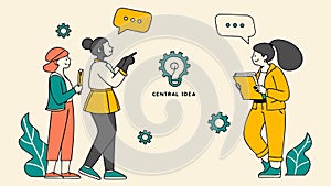 Team Working on Project, Creative Collaboration Process, vector design Generative AI