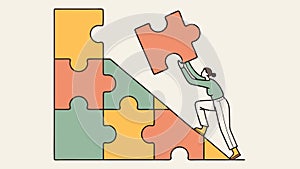 Team Working on Puzzle Pieces, Collaboration & Problem Solving, vector design Generative AI