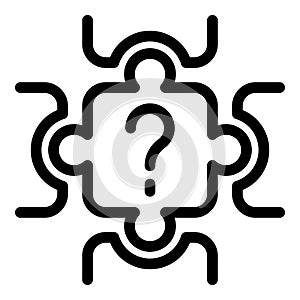 Team solving problem with question mark puzzle piece