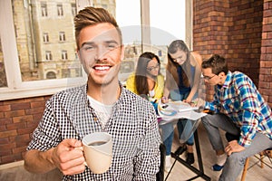 Team of young freelancers working on a project