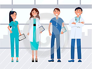 Team of Medical Workers, Hospital Staff Vector