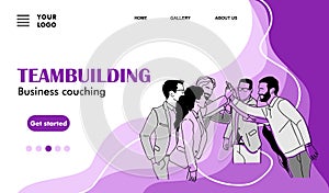 Teambuilding business couching concept web page.