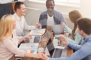 Teambuilding workshop with unrecognizable group